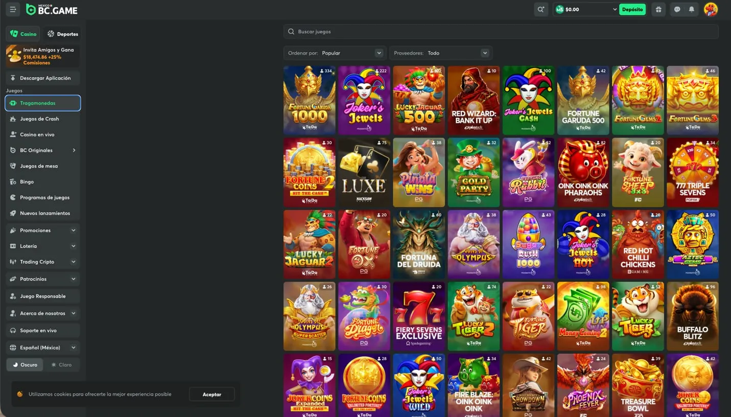Tragamonedas de BC Game casino México
