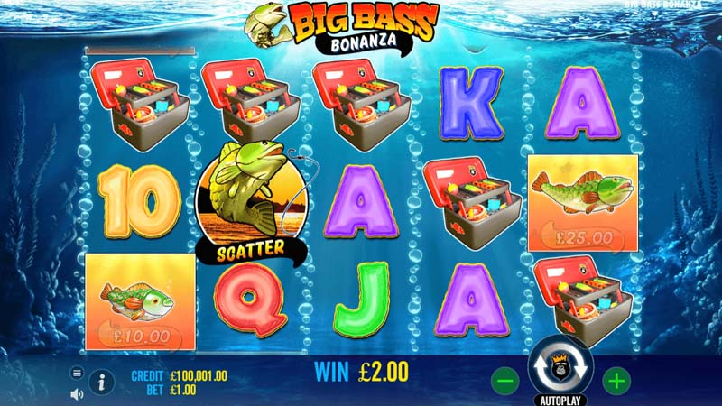 Qué características visuales tiene el slot Big Bass Bonanza